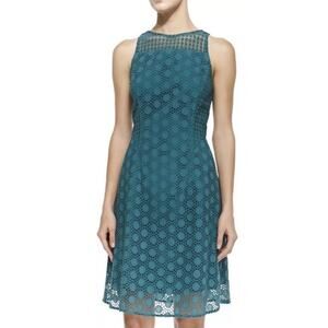 Tory Burch Hallie Eyelet Emerald Green Sleeveless Dress Size 8